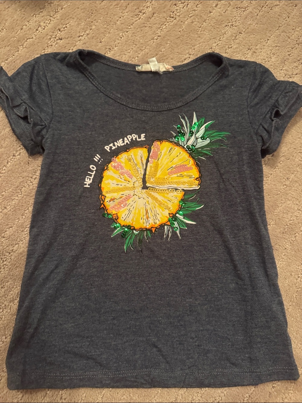 Truly Me Dark Gray Tee with Yellow Pineapple Graphic
